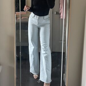 Garage wide leg light blue denim jeans mid rise